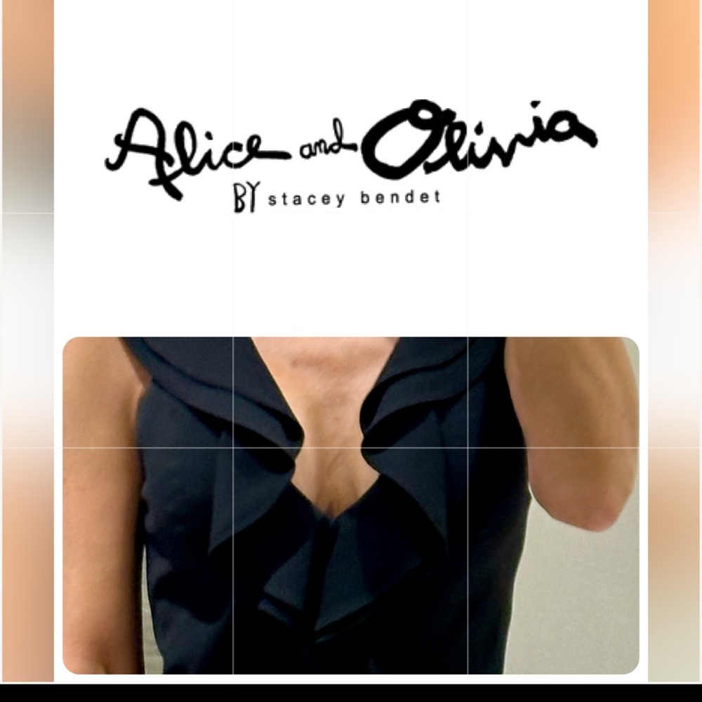 Alice + Olivia Black Ruffled Sleeveless Blouse